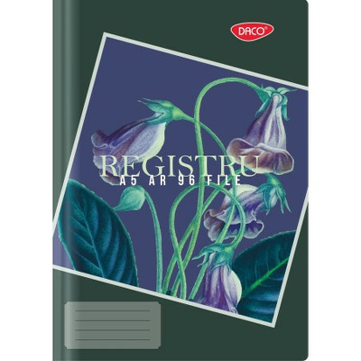Registru A5 96 file, model floral verde RG5192AR