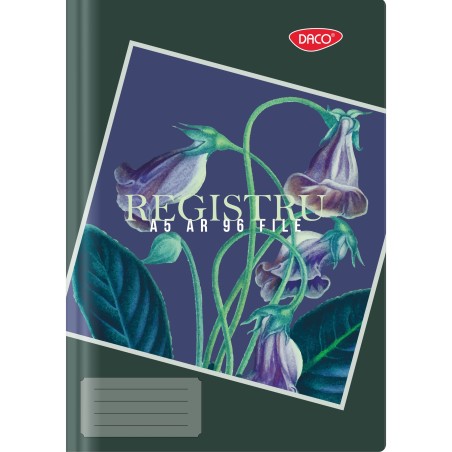Registru A5 96 file, model floral verde RG596DR