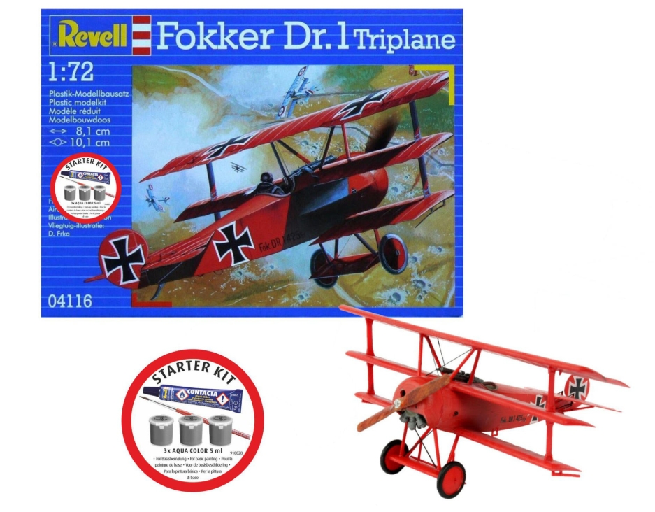 Revell starter kit Fokker Dr.I Triplane. Kit complet