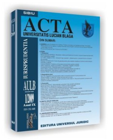 Revista Acta Universitatis Lucian Blaga nr. 1/2009