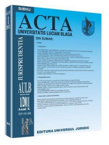 Revista Acta Universitatis Lucian Blaga nr. 1/2011