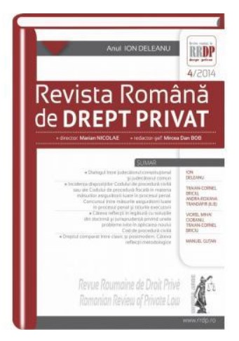 Revista romana de drept privat nr. 4/2014 - Anul Ion Deleanu