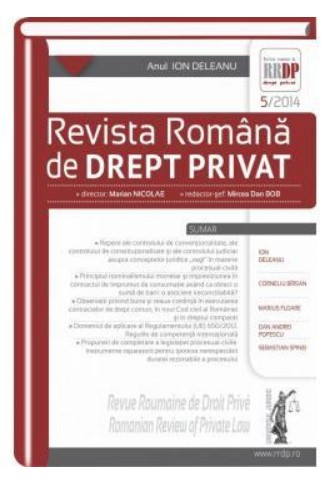 Revista romana de drept privat nr. 5/2014 - Anul Ion Deleanu