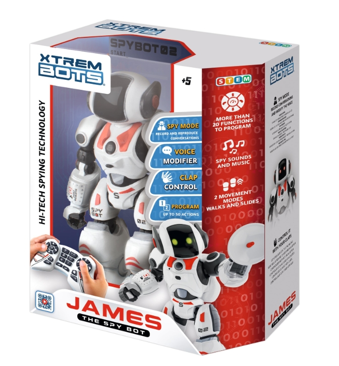 Robot interactiv Xtrem Bots James The Spy Bot cu telecomanda si functii programabile