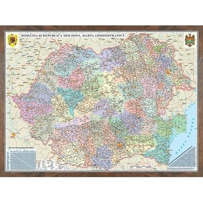 Romania si Republica Moldova. Harta administrativa model 3D, 1400x1000mm