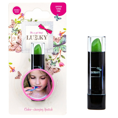 Ruj pentru copii schimba culoarea verde-roz