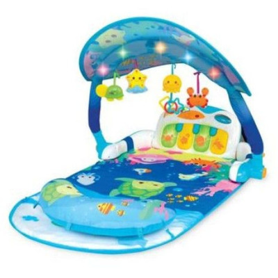 Salteluta de joaca cu panou muzical detsabil si arcada luminoasa Winfun Deep Sea