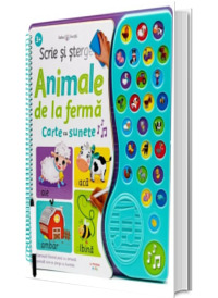 Scrie si sterge. Animale de la ferma. Carte cu sunete