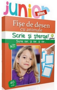 Scrie si Sterge! Fise de desen cu animale, 40 de fise (3-7 ani)