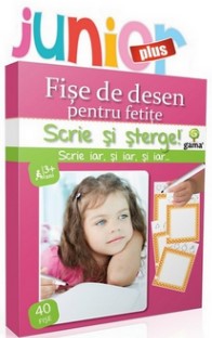 Scrie si Sterge! Fise de desen pentru fetite, 40 de fise (3-7 ani)