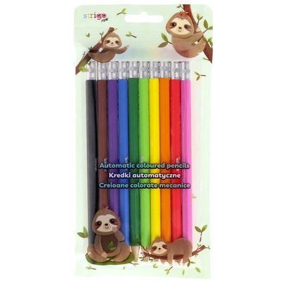 Set 10 creioane colorate mecanice Strigo cu mina grafit de 2.6 mm