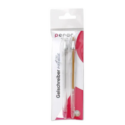 Set 2 pixuri cu gel PENAC FX-3 Metalic, 0.8mm, con metalic, corp transparent - auriu   argintiu