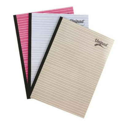Set 3 caiete UniPad, A4, dictando, 200 pag, roz, albastru, gri
