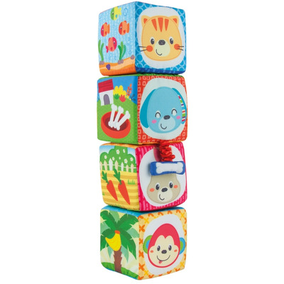 Set 4 cuburi stivuibile Winfun, material textil, pentru bebelusi, multicolor