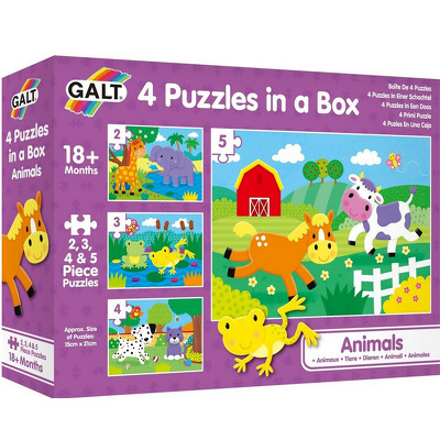 Set 4 puzzle-uri - Animalute (2, 3, 4, 5 piese)