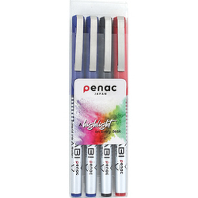 Set 4 rollere cu cerneala Miyabi, ball point 0.7mm - culori (2 x blue, 1 x black, red)