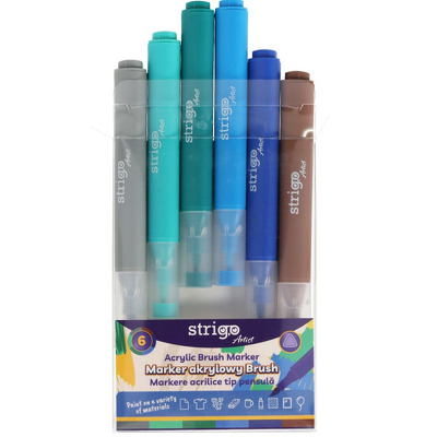 Set 6 markere acrilice Strigo tip pensula
