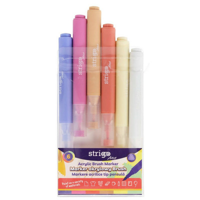 Set 6 markere acrilice tip pensula, 6 culori