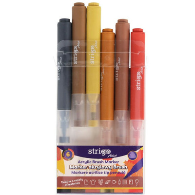 Set 6 markere acrilice tip pensula, 6 culori