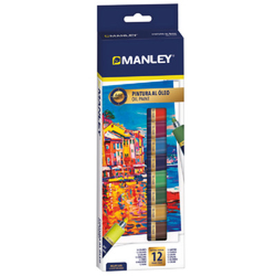 Set acuarele pe baza de ulei Manley, 12 culori asortate, 12 ml/tub