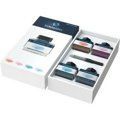 Set cerneala pastel SCHNEIDER, cutie cadou, 4 x 15ml apricot, lilac, bermuda blue, ice blue   1 conv