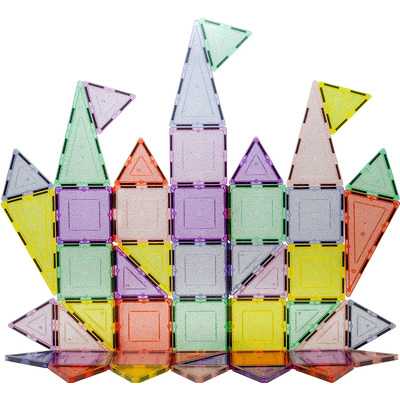 Set creativ de construit magnetic, Picasso Tiles, 48 piese