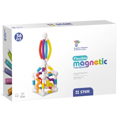 Set de constructie magnetic cu tuburi flexibile (36 piese)