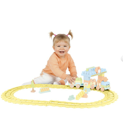 Set de constructii cu trenulet - 58 piese (pastel)