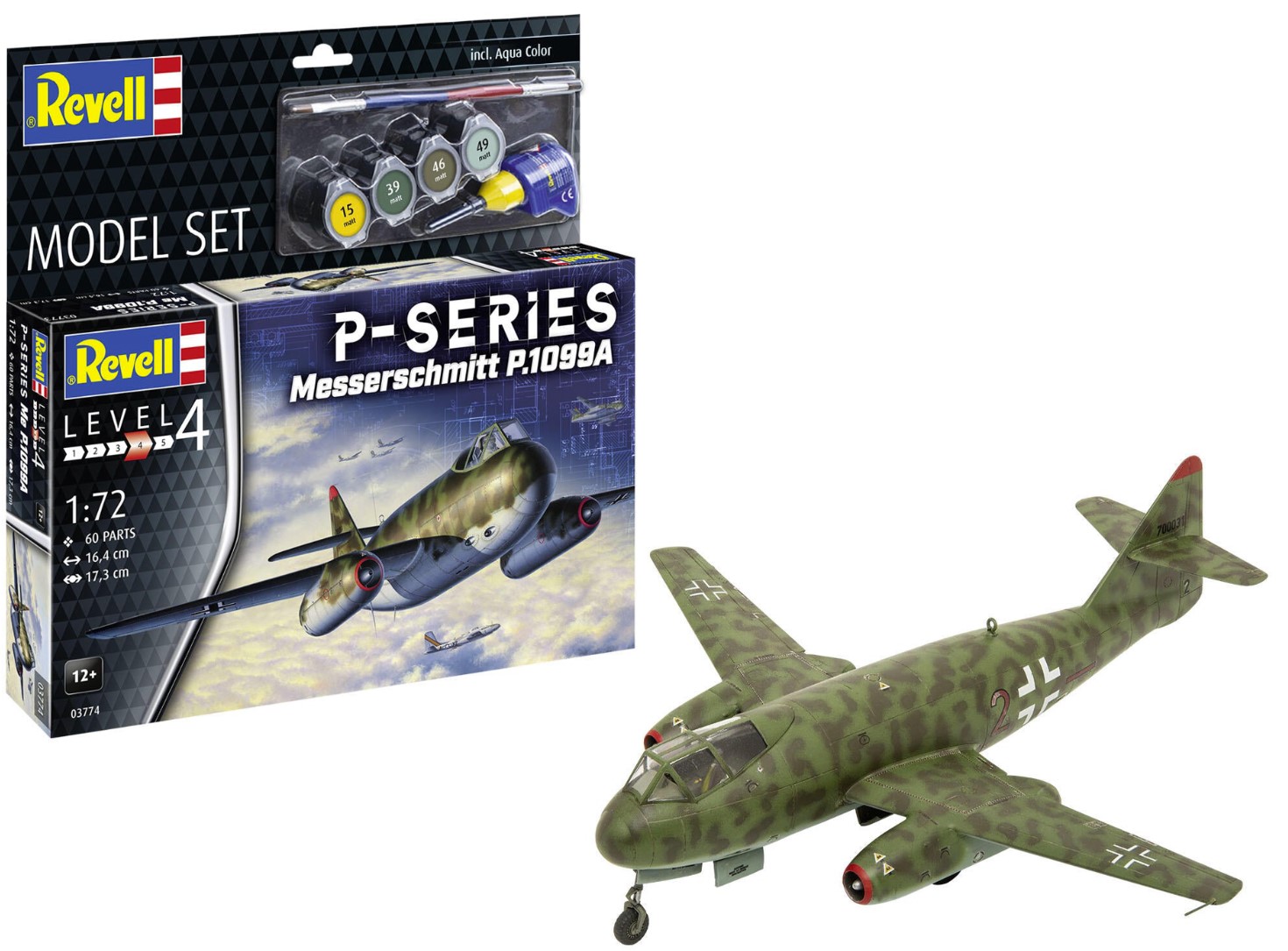 Set macheta Revell avion Messerschmitt P.1099A P-Series, kit constructie avion experimental WWII
