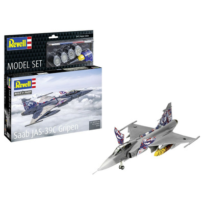 Set macheta Revell avion Saab JAS-39C Gripen. Kit constructie avion militar modern