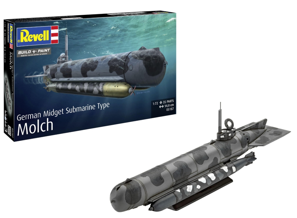Set macheta Revell submarin german miniatura Type Molch. Kit constructie submarin WWII