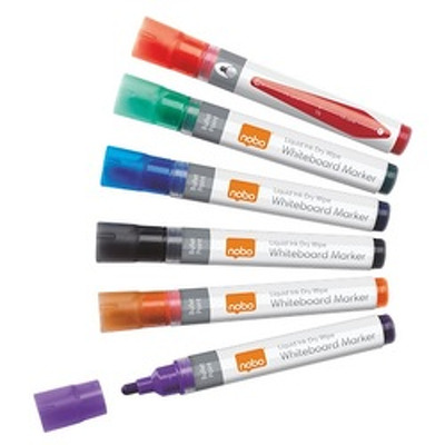 Set markere pentru table si flipchart-uri cerneala lichida cu varf rotund 3 mm, 6 buc/cut