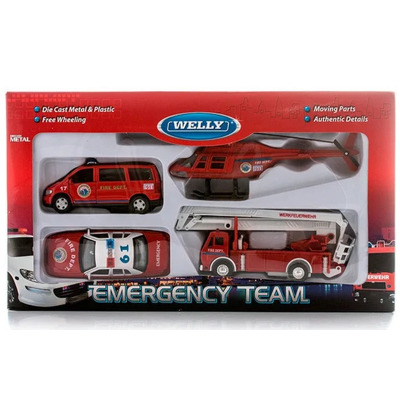 Set Masinute Emergency Team - Pompieri 4 bucati