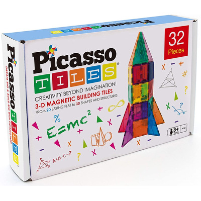 Set PicassoTiles racheta, 32 piese magnetice de constructie