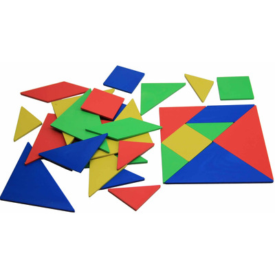 Set Tangram 4 culori, 28 piese