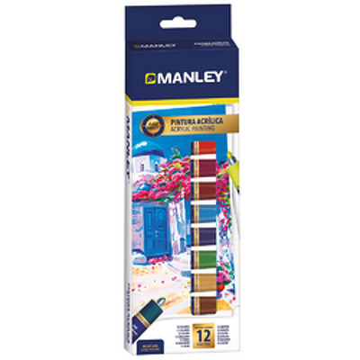 Set tempera acrilica Manley, 12 ml- 12 culori/set