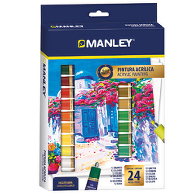 Set tempera acrilica Manley, 12 ml - 24 culori/set