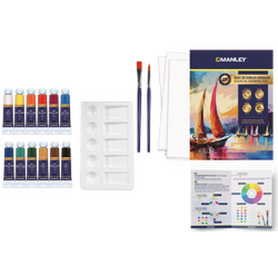 Set tempera acrilica Manley, solubila in apa, 12 ml - 12 culori/set