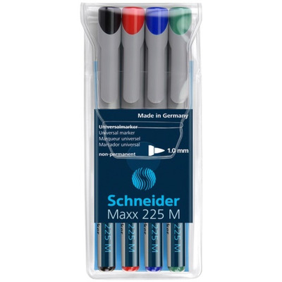 Set universal non-permanent marker Maxx 225 M, varf 1mm, 4 culori/set
