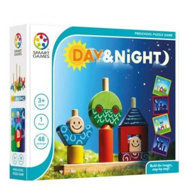 Smart Games - Day & Night, joc de logica cu 48 de provocari, 2+ ani