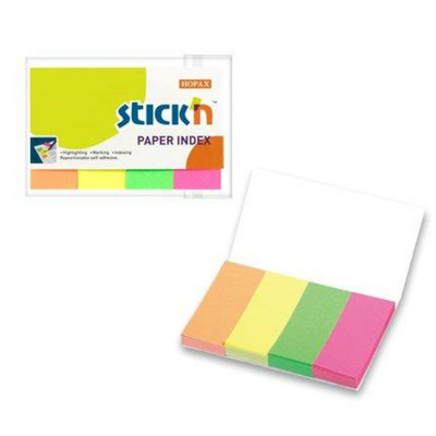Stick index hartie color 50 x 20 mm, 4 x 50 file/set, Stick - 4 culori neon
