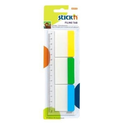 Stick index plastic transp. cu margine color 37 x 50 mm, 3 x 10file/set, Stick - 3 culori neon