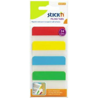 Stick index plastic transp. cu margine color 38 x 51 mm, 4 x 20 file/set, Stick - 4 culori neon
