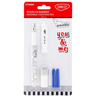 Stilou cu radiera You and Me alb