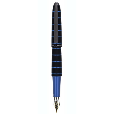 Stilou Elox Ring, cu penita M, aurita 14kt. - black blue