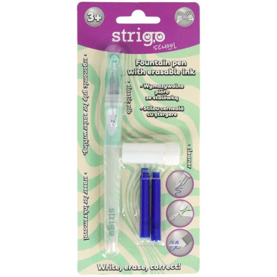 Stilou Strigo cerneala cu stergere cu 2 rezerve si dispozitiv curatare, in blister, Waves