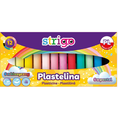 Strigo Plastilina 12 culori ( 6 culori clasice + 6 culori pastel)