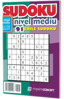 Sudoku nivel mediu. 91 grile sudoku. Numarul 179