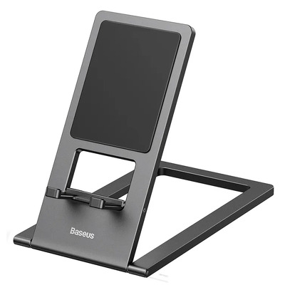 Suport birou Baseus LUKP000013, pliabil si reglabil 360 grade, pentru telefon si tableta din aluminiu, gri