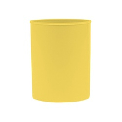 Suport plastic, cilindric, pentru instrumente de scris, D78mm, H-10cm, galben pastel
